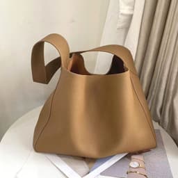 image-Women's Fashion Simple Large Capacity Genuine Leather Bucket Bag