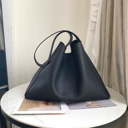 image-Women's Fashion Simple Large Capacity Genuine Leather Bucket Bag