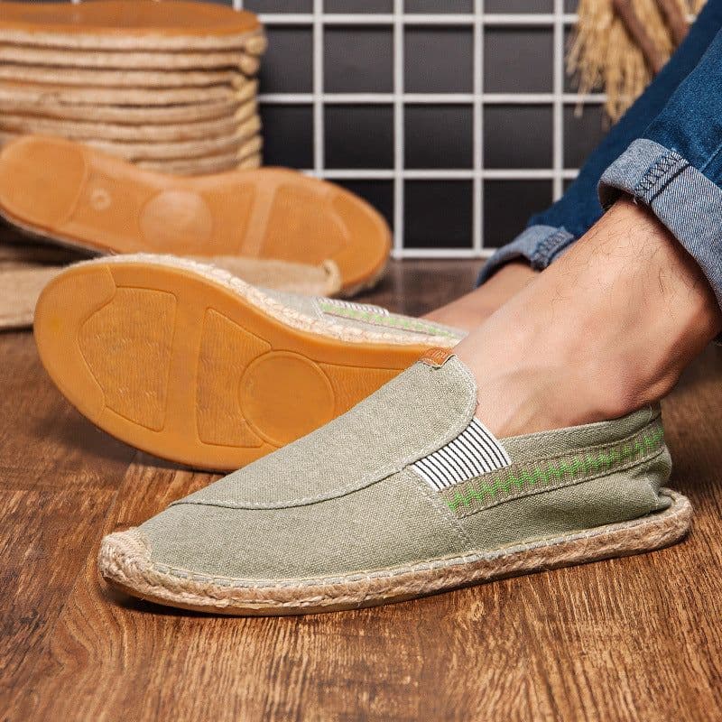 image-Men's Casual Handmade Linen Canvas Shoes