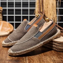 image-Men's Casual Handmade Linen Canvas Shoes