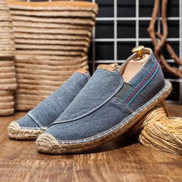 image-Men's Casual Handmade Linen Canvas Shoes