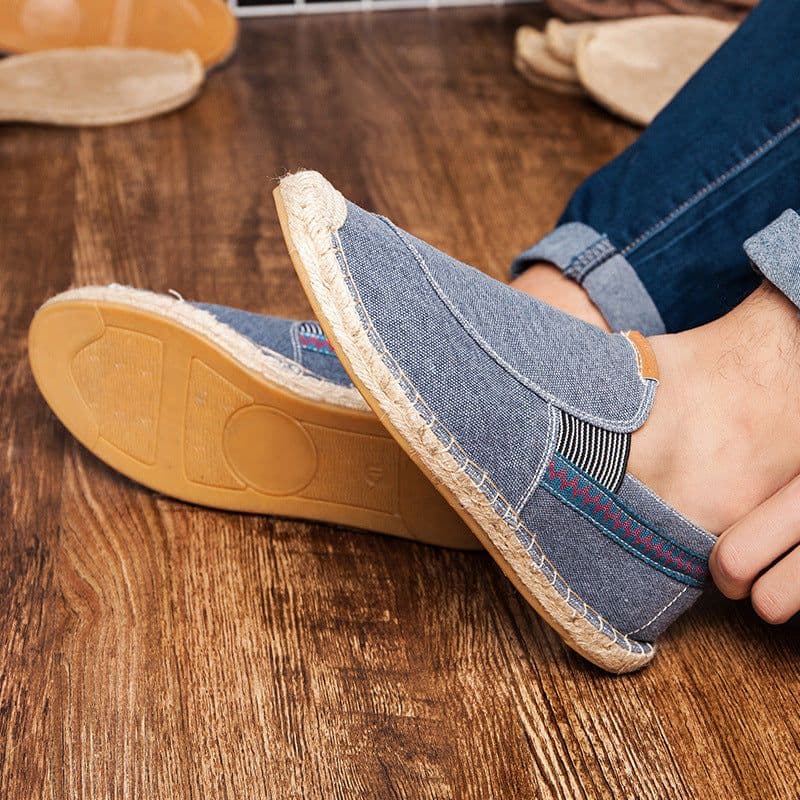 image-Men's Casual Handmade Linen Canvas Shoes