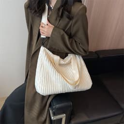 image-Corduroy Crossbody Shoulder Bag Women's Large Capacity