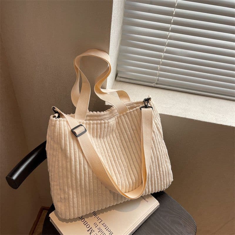 image-Corduroy Crossbody Shoulder Bag Women's Large Capacity
