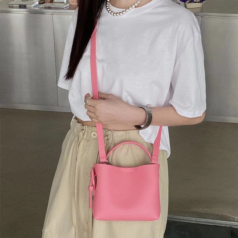 image-Women's Fashion Simple Solid Color Leather Shoulder Messenger Bag