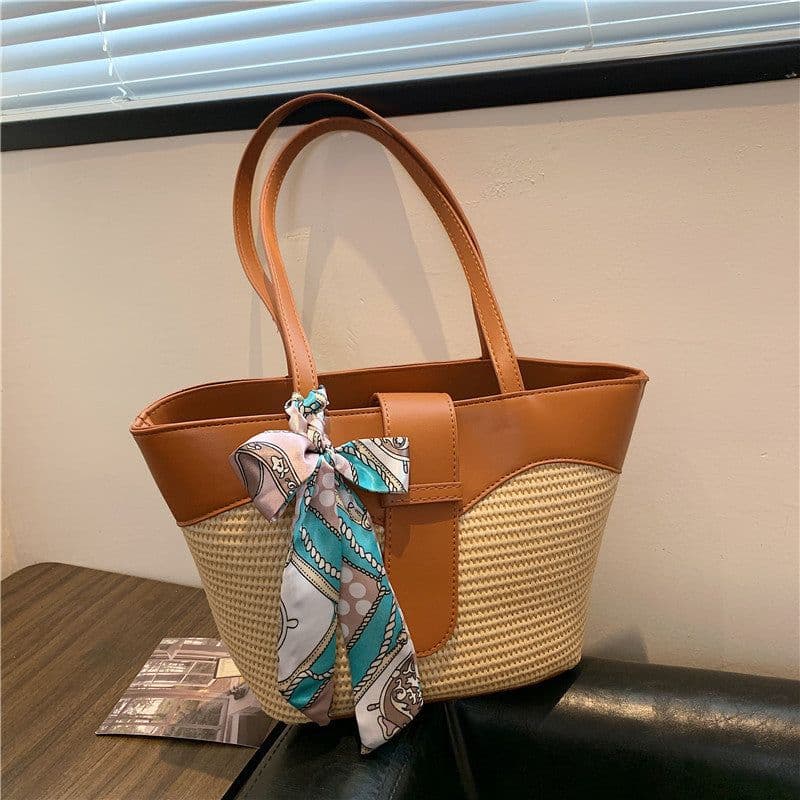 image-Women's Fashion Simple Silk Scarf Bow Shoulder Bag