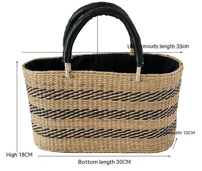 image-Handmade Woven Hollowed Straw Bag French Underarm