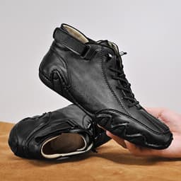 image-Men's High Top Cotton Shoes Casual Fleece Thick