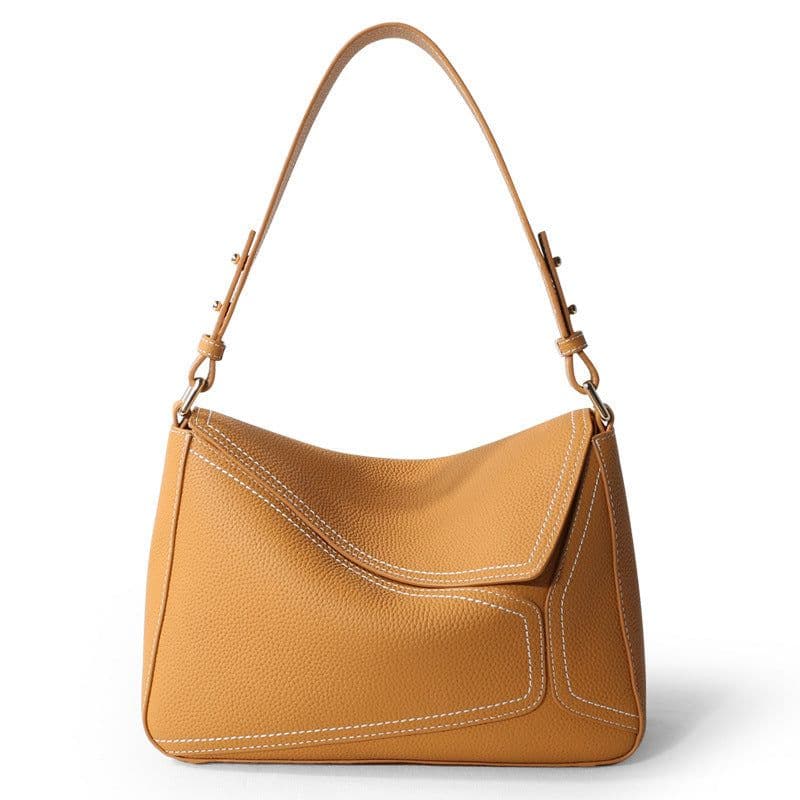 image-First Layer Cowhide Underarm Bag Leather Shoulder Messenger Bag