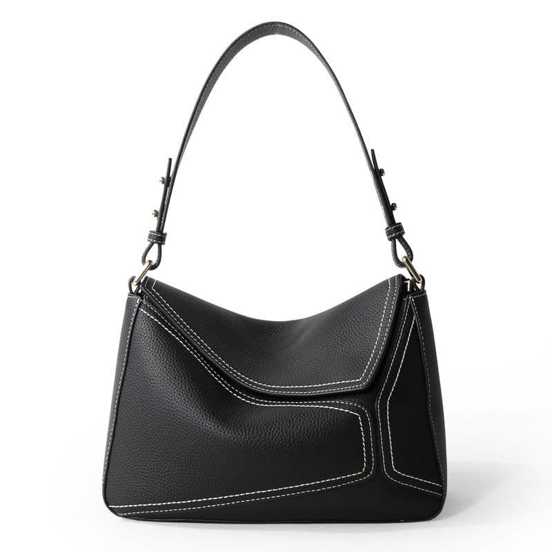 image-First Layer Cowhide Underarm Bag Leather Shoulder Messenger Bag