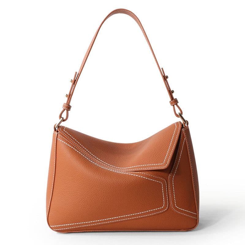 image-First Layer Cowhide Underarm Bag Leather Shoulder Messenger Bag