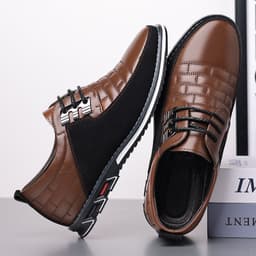 image-Lightweight Casual Regular Men's Lace Up Leather Shoes
