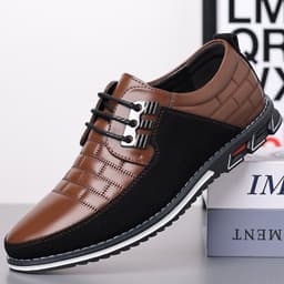 image-Lightweight Casual Regular Men's Lace Up Leather Shoes