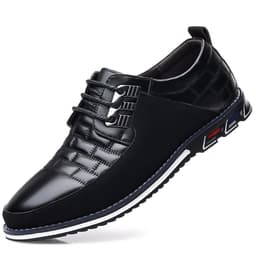 image-Lightweight Casual Regular Men's Lace Up Leather Shoes