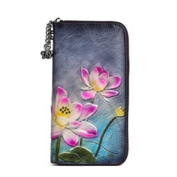 image-Women's Fashion First Layer Cowhide Zipper Embossed Coin Purse