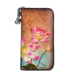 image-Women's Fashion First Layer Cowhide Zipper Embossed Coin Purse