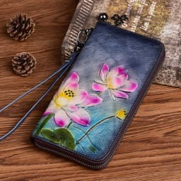 image-Women's Fashion First Layer Cowhide Zipper Embossed Coin Purse