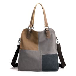 image-Women's Fashion Retro Patchwork Large Capacity Canvas Bag