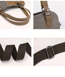 image-Women's Fashion Retro Patchwork Large Capacity Canvas Bag