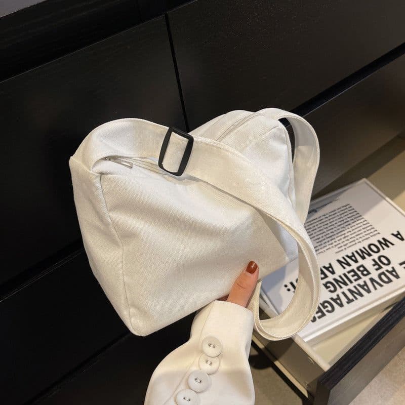 image-Candy-colored Canvas Women's Artistic Simple Casual One-shoulder Crossbody Portable Big Cloth Bag