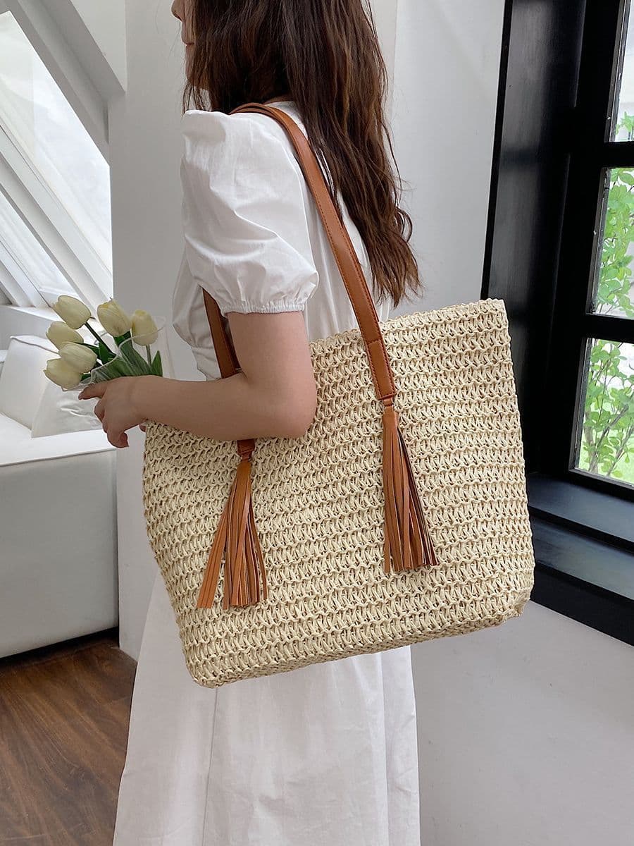 image-Large Capacity Handmade Storage Cotton And Linen Shoulder Bag