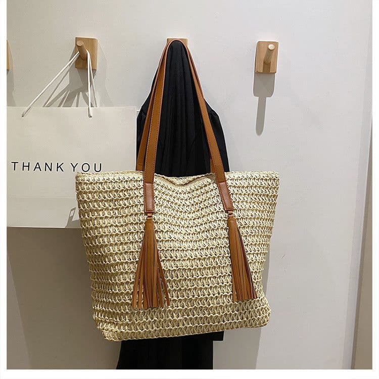 image-Large Capacity Handmade Storage Cotton And Linen Shoulder Bag