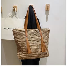 image-Large Capacity Handmade Storage Cotton And Linen Shoulder Bag