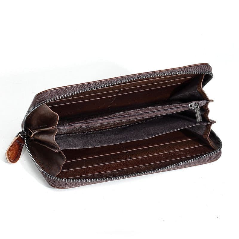 image-Women's Fashion Vintage Zipper First Layer Cowhide Wallet
