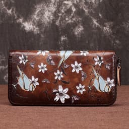 image-Women's Fashion Vintage Zipper First Layer Cowhide Wallet