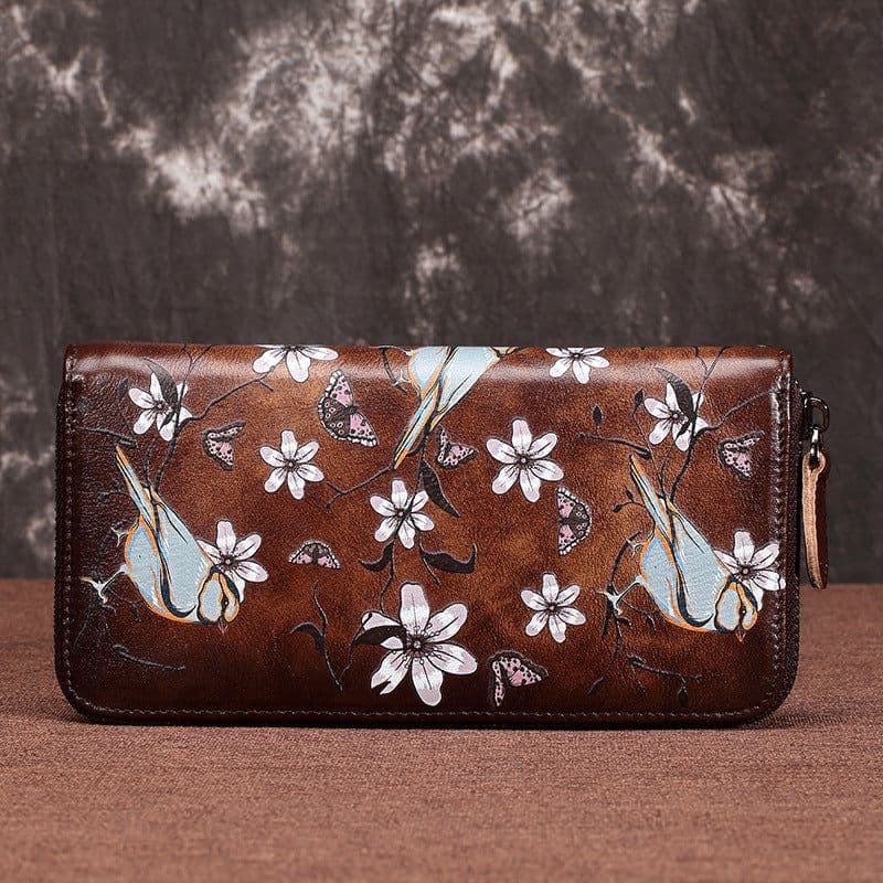 image-Women's Fashion Vintage Zipper First Layer Cowhide Wallet