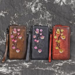 image-Embossed Leather Multiple Card Slots Wallet First Layer Cowhide Women's Handbag