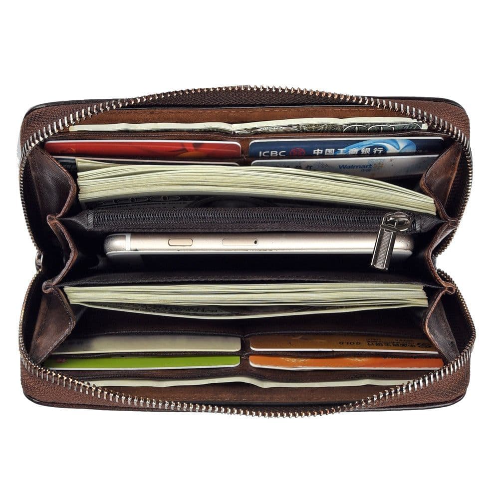 image-Embossed Leather Multiple Card Slots Wallet First Layer Cowhide Women's Handbag