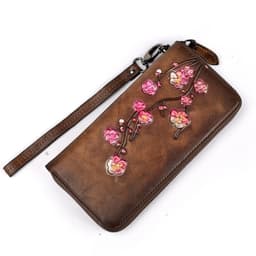 image-Embossed Leather Multiple Card Slots Wallet First Layer Cowhide Women's Handbag