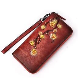 image-Embossed Leather Multiple Card Slots Wallet First Layer Cowhide Women's Handbag