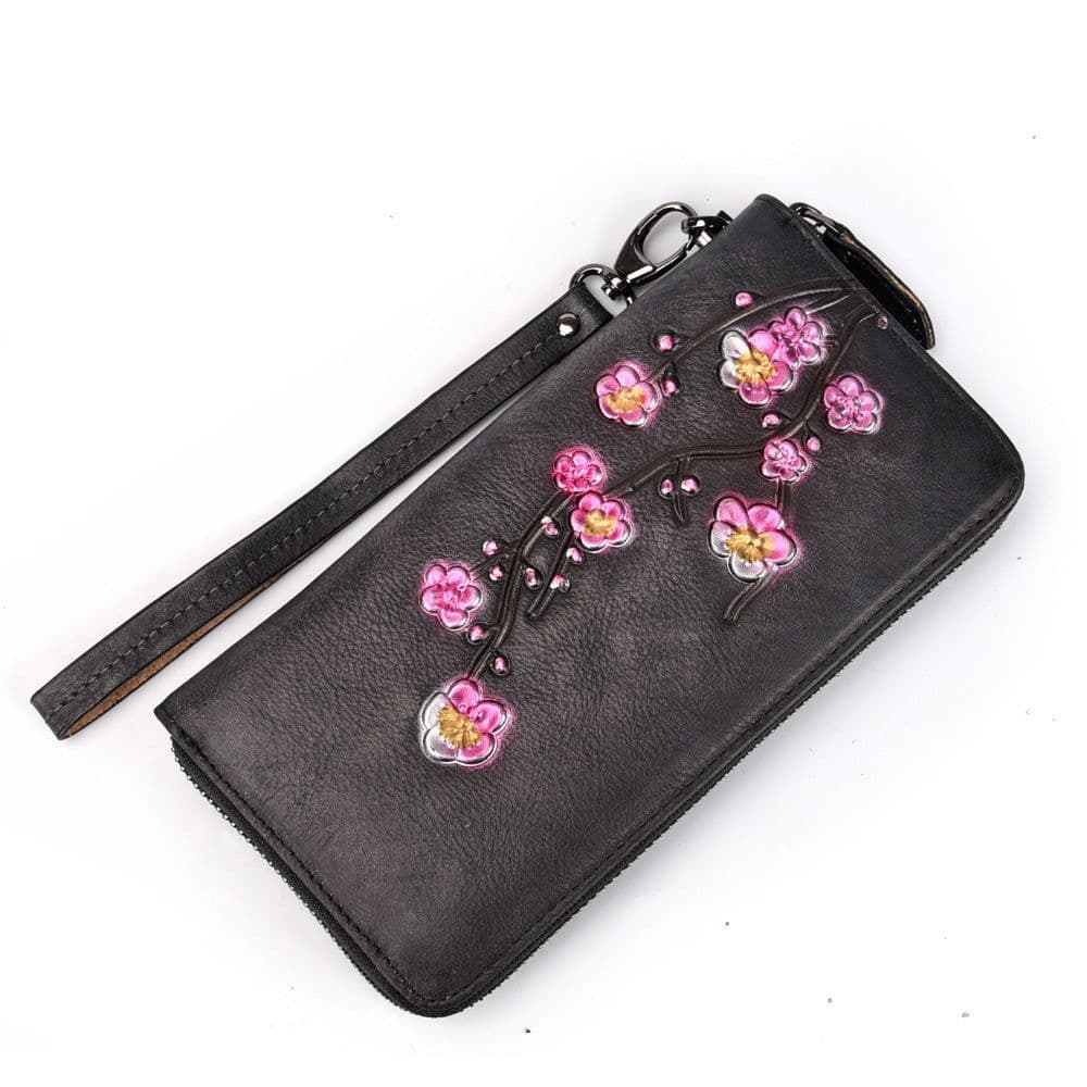 image-Embossed Leather Multiple Card Slots Wallet First Layer Cowhide Women's Handbag