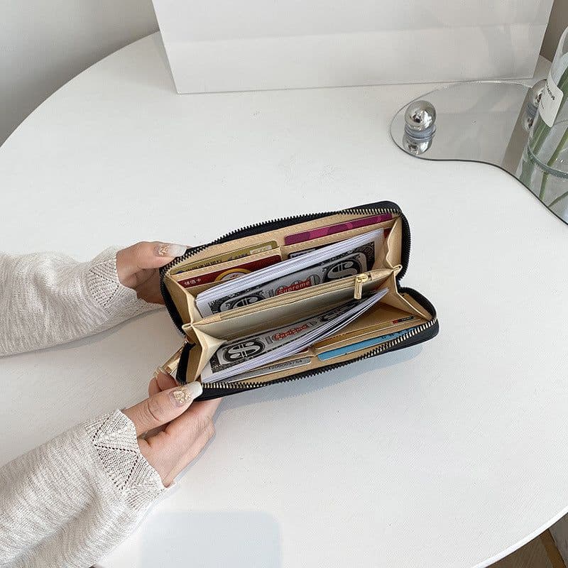 image-Fashion Casual Simple Mid-length Zipper Handbag