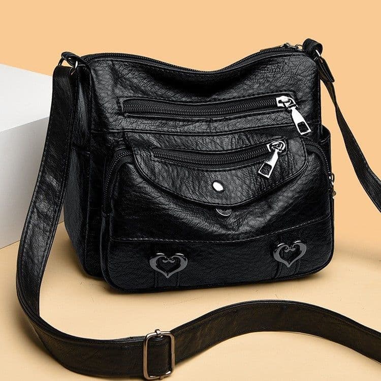 image-Crossbody Bag Soft Leather Textured Retro Large Capacity Middle-aged