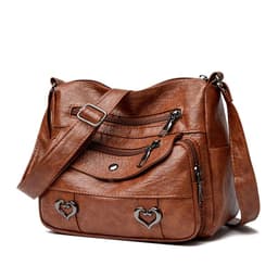 image-Crossbody Bag Soft Leather Textured Retro Large Capacity Middle-aged