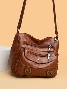 image-Crossbody Bag Soft Leather Textured Retro Large Capacity Middle-aged