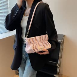 image-Women's New Stylish Good Texture Shoulder Messenger Bag Pleated Underarm