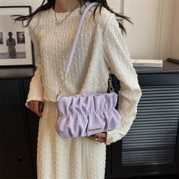 image-Women's New Stylish Good Texture Shoulder Messenger Bag Pleated Underarm