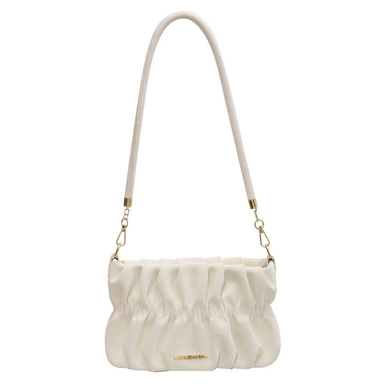 image-Women's New Stylish Good Texture Shoulder Messenger Bag Pleated Underarm