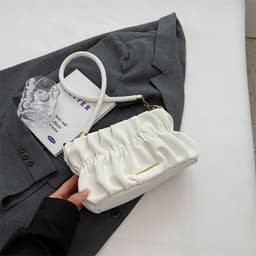 image-Women's New Stylish Good Texture Shoulder Messenger Bag Pleated Underarm