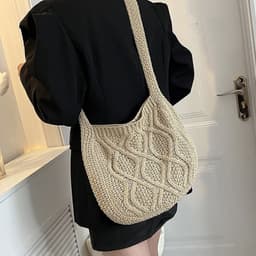 image-Knitted Tote Twist Vintage Crossbody Bag