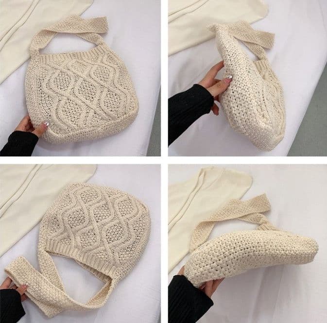 image-Knitted Tote Twist Vintage Crossbody Bag