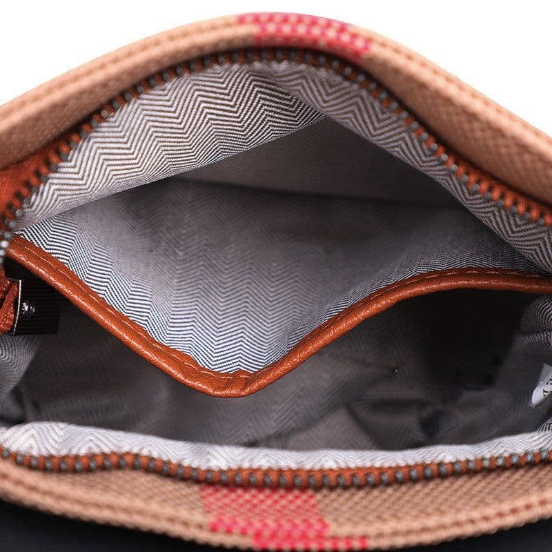 image-Women's Graceful And Fashionable Leather Plaid Crossbody Shoulder Bag