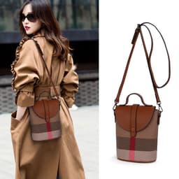 image-Women's Graceful And Fashionable Leather Plaid Crossbody Shoulder Bag