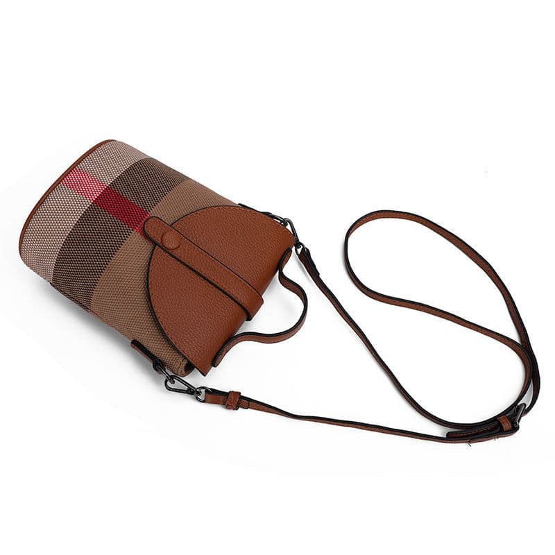 image-Women's Graceful And Fashionable Leather Plaid Crossbody Shoulder Bag