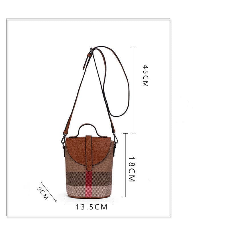image-Women's Graceful And Fashionable Leather Plaid Crossbody Shoulder Bag