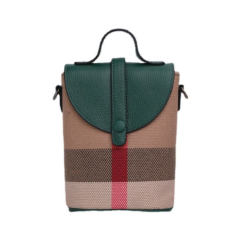 image-Women's Graceful And Fashionable Leather Plaid Crossbody Shoulder Bag